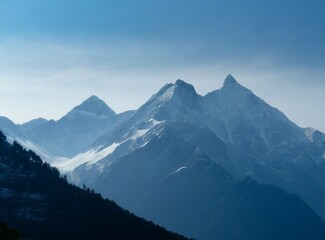 Fototapeta premium Blue mountains wallpaper with copy space