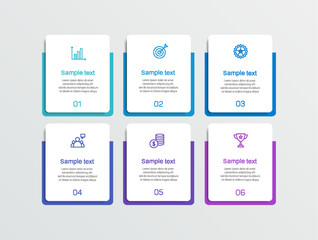 Business vector infographic design template with icons and 6 options or steps. Can be used for process diagram, presentations, workflow layout, banner, flow chart, info graph	