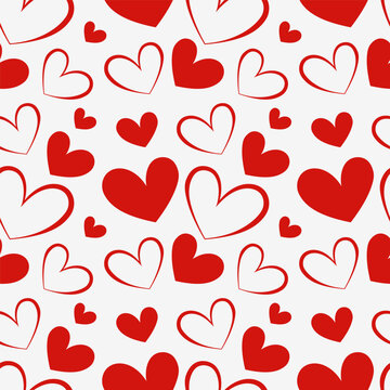Simple Romantic Seamless Pattern in hearts. Vector illustration in simple style