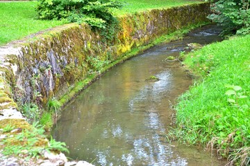 Concrete protective wall against high water and floods in the city