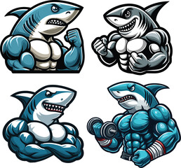 shark mascot for e sport logo