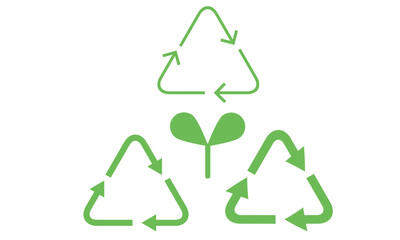 リサイクル　マーク　アイコン　三角　エコ　芽　緑