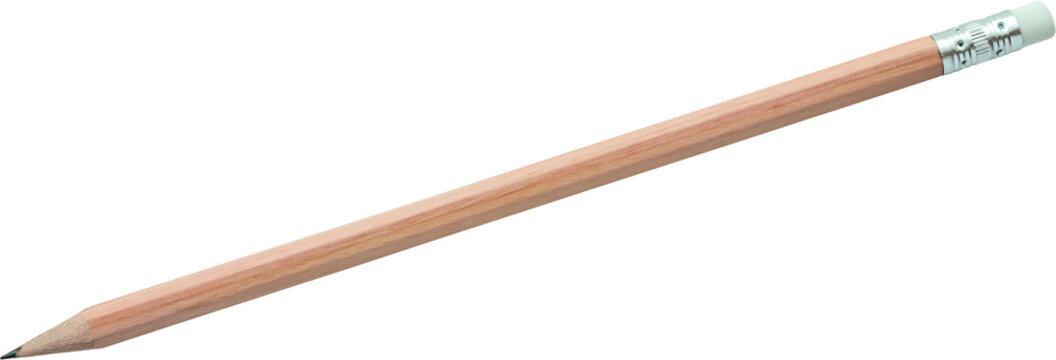 Brown pencil isolated on white background close up