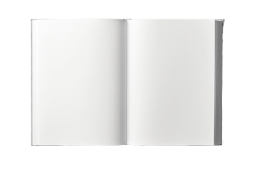 mockup of open book with blank pages isolated in transparent background