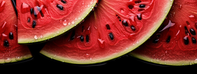 close up of watermelon in water drops