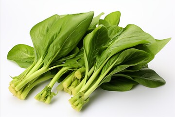 Fresh and vibrant bok choy on white backdrop for captivating ads and packaging designs - obrazy, fototapety, plakaty