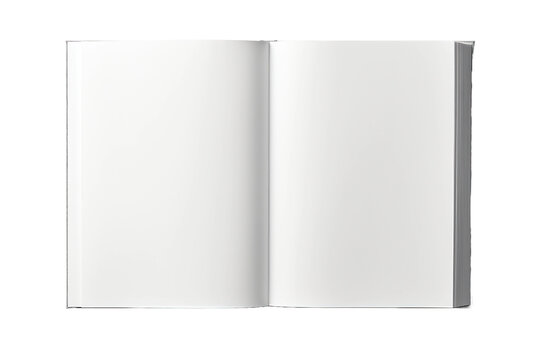 mockup of open book with blank pages isolated in transparent background