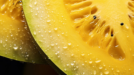 up of melon in water drops