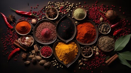 Obraz na płótnie Canvas red and black pepper. spices and seasonings. seasonings for food. hot and sweet seasonings. all seasonings that exist