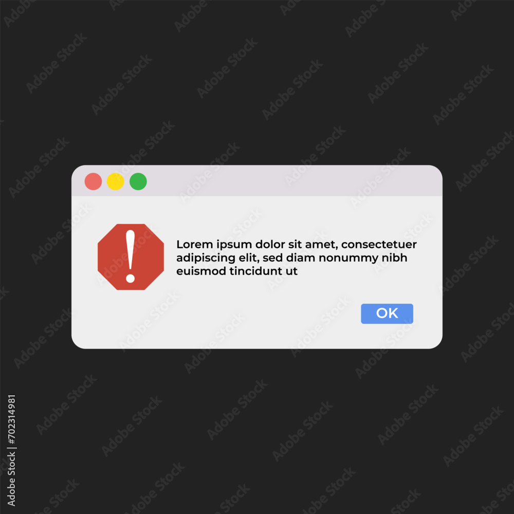 Poster notification boxes template for window computer information user interface sign, crash report backgr