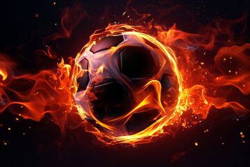 Fototapeta premium Soccer ball on fire