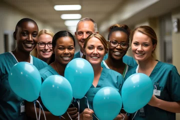 Foto op Plexiglas medical staff celebrates the holiday with balloons © Е К