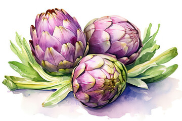 Obraz premium Fresh green vegetable purple nature artichoke background raw plant flower food