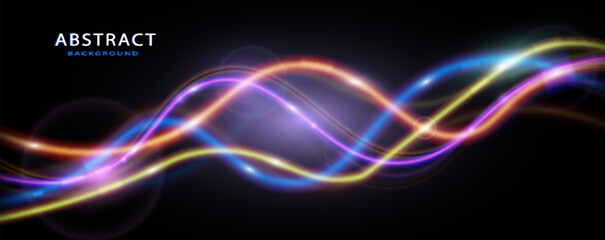 Light trails violet and blue line.Abstract background speed effect motion blur night lights.
