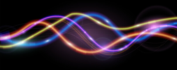Light trails violet and blue line.Abstract background speed effect motion blur night lights.
