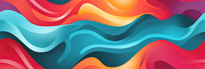 Obraz premium wavy seamless pattern with colored colorful waves on multicolored background