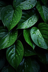 Nature rain background plant wet green water texture background leaves fresh garden