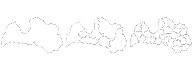 Latvia map. Map of Latvia in set