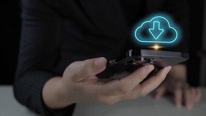 hand holding icon cloud computing network,concept infrastructure digital business service