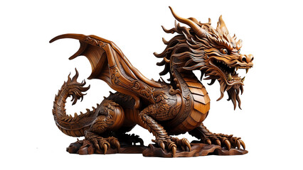 Wooden Chinese Dragon Sculpture png transparent background