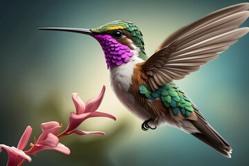 Obraz premium hummingbird and flower
