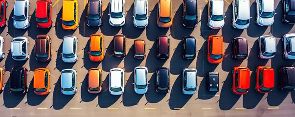 A many new cars different colour on the parking.
