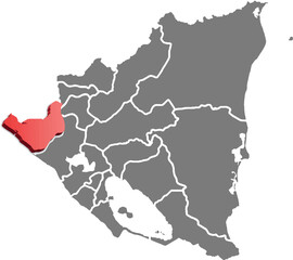 CHINANDEGA DEPARTMENT MAP PROVINCE OF NICARAGUA 3D ISOMETRIC MAP
