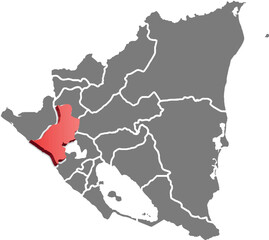 LEON DEPARTMENT MAP PROVINCE OF NICARAGUA 3D ISOMETRIC MAP