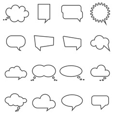 Vector set of speech cloud icons on isolated white background.