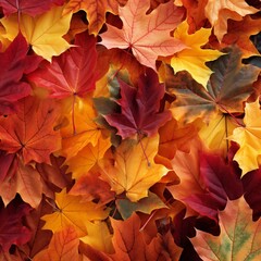 Fototapeta premium Autumn Leaves: Banner Backdrop in a Space of Seasonal Splendor - AI Generative