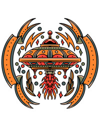 vintage ufo tattoo vector design © Doni pacoceng