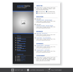 Modern and professional cv or resume template design.