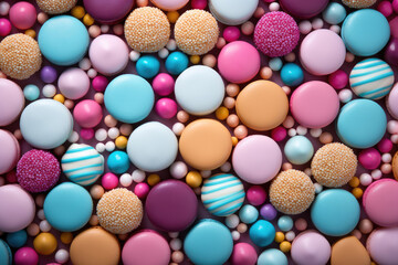 Fototapeta na wymiar Colored candies and sweets background texture