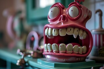 Naklejka premium Funny cartoon tooth character with caries