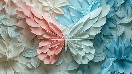 Gentle background with paper butterfly.