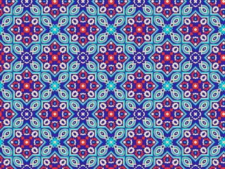 Blue bandana kerchief paisley fabric patchwork abstract seamless pattern. Blue and white floral seamless pattern. Vintage vector, paisley elements. Traditional, Turkish. Great for fabric and textile.