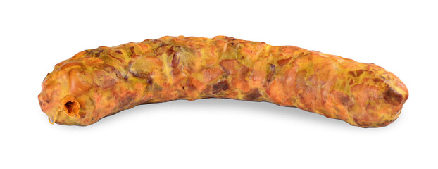 Smoked Sausage on White Background, Delicious Whole Sausage