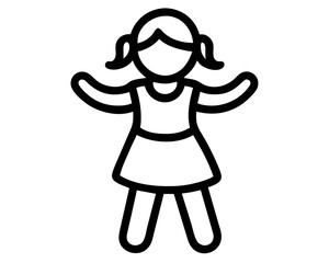 Icon of a girl with ponytails dancing and waving her arms around