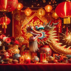 Celebrate Prosperity Chinese New Year and the Ancient Lunar Cycle, Generative Ai