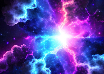 Space colorful in purple shades background with realistic shining stars infinite universe,Generative AI