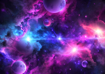 Obraz na płótnie Canvas Space colorful in purple shades background with realistic shining stars infinite universe,Generative AI