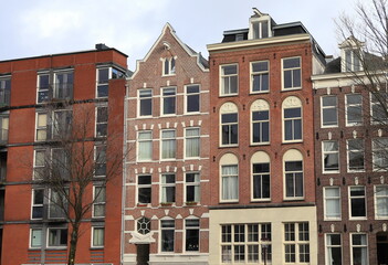 Fototapeta na wymiar Amsterdam Bilderdijkkade House Facades, Netherlands