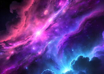 Obraz premium Space colorful in purple shades background with realistic shining stars infinite universe,Generative AI 