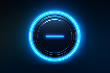 Glowing neon line Power button icon isolated on blue background - obrazy, fototapety, plakaty