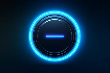 Foto op Canvas Glowing neon line Power button icon isolated on blue background © Robin
