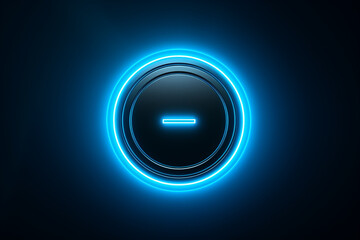 Glowing neon line Power button icon isolated on blue background