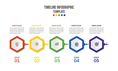 Infographic template for business. 5 Steps Modern Timeline diagram with road journey concept.