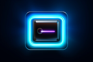 Fototapeta premium Glowing neon line Power button icon isolated on blue background