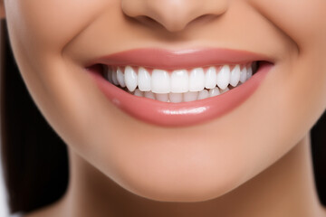 Obraz premium smile of beautiful girl close-up, white well-groomed even teeth and skin
