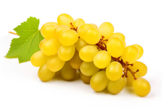 bunch of grapes with yellow berries, isolated on white background